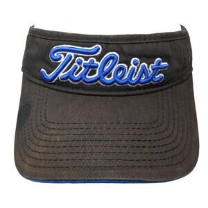 Fitleist Strapback Sun Visor Cap Black One Size Adjustable Embroidered Cotton